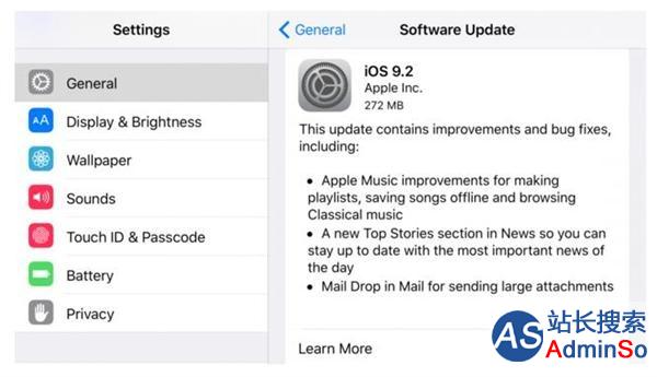 苹果发布iOS9.2.1新版本